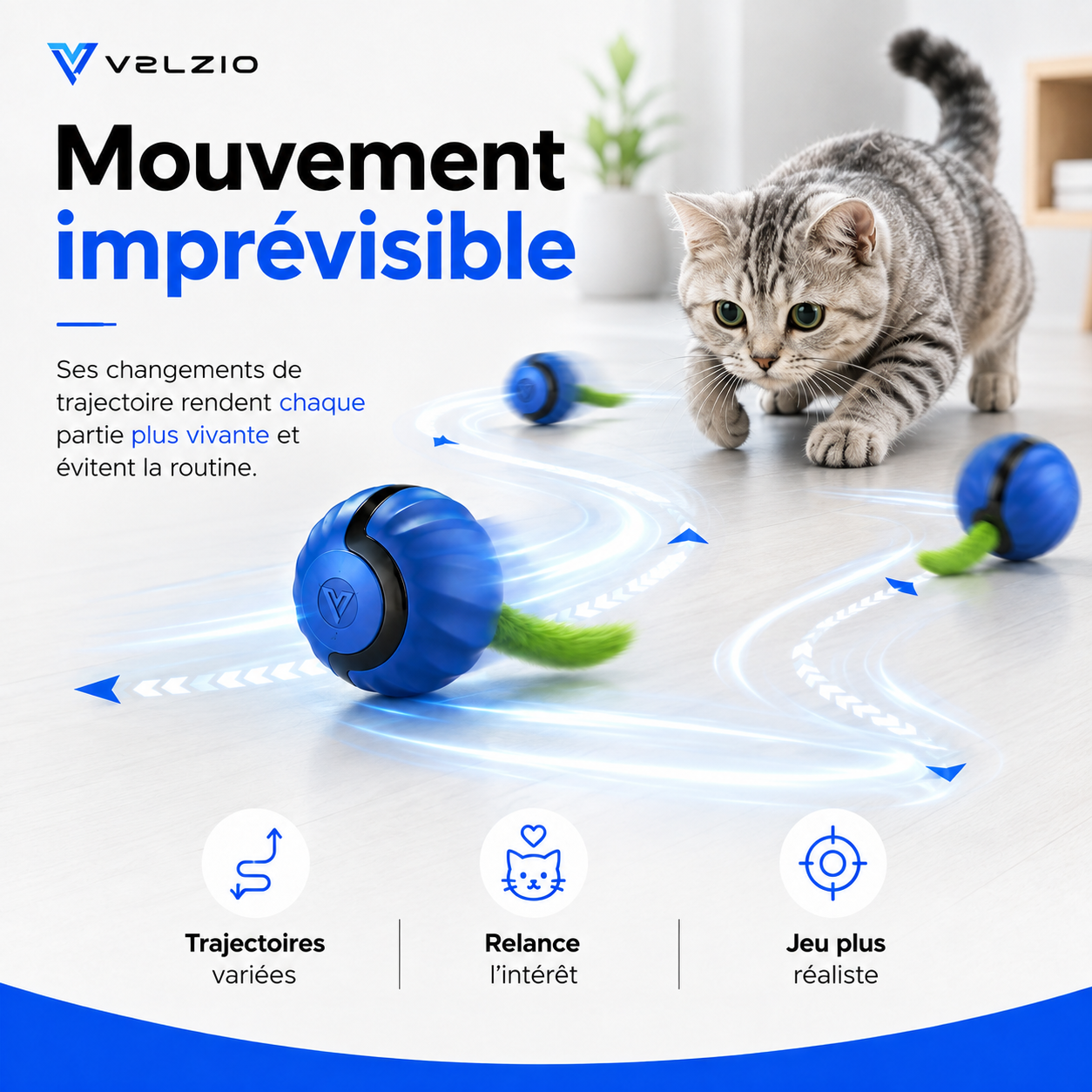 VELZIO Chase™ — Balle interactive pour chat