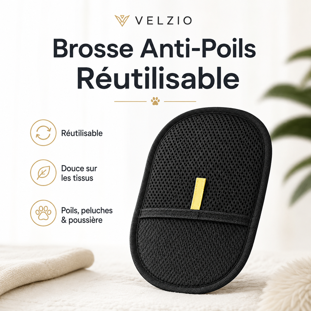 VELZIO FurClean™ Brosse anti-poils réutilisable pour chien & chat