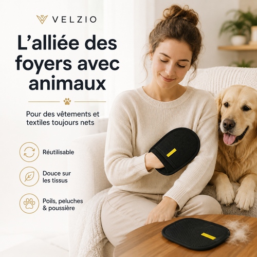 VELZIO FurClean™ Brosse anti-poils réutilisable pour chien & chat