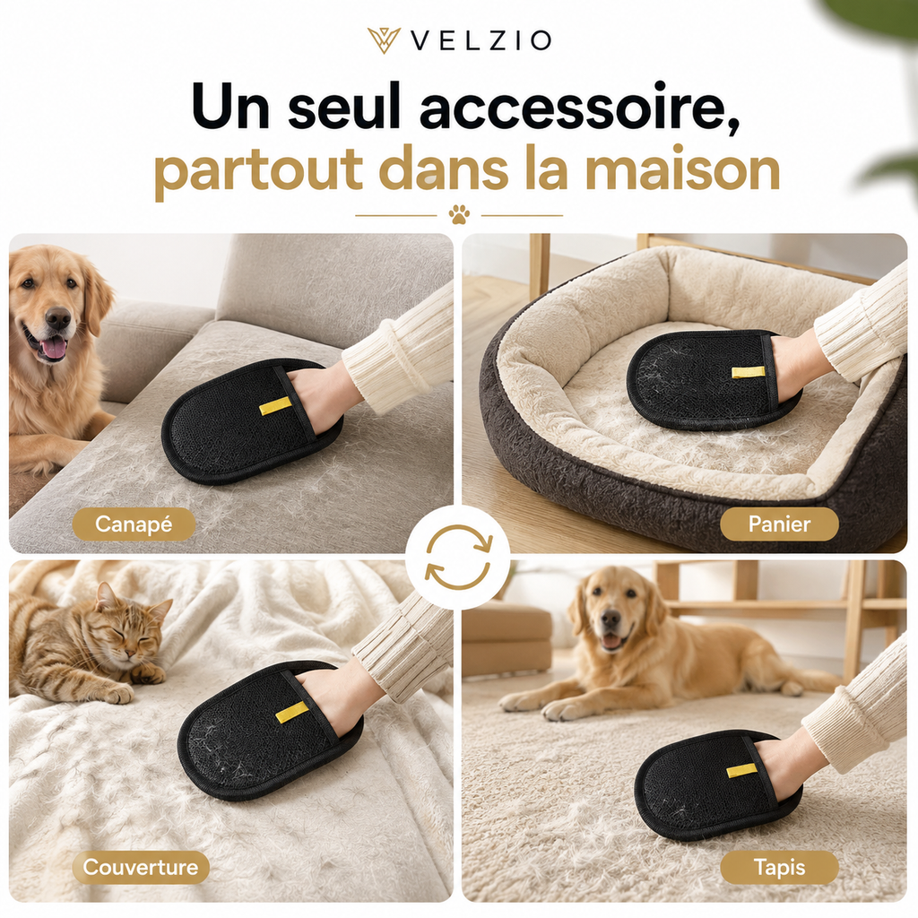 VELZIO FurClean™ Brosse anti-poils réutilisable pour chien & chat