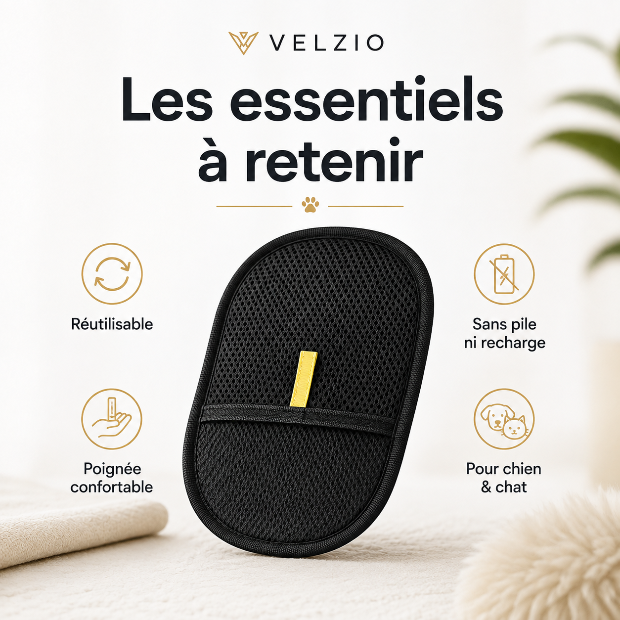 VELZIO FurClean™ Brosse anti-poils réutilisable pour chien & chat