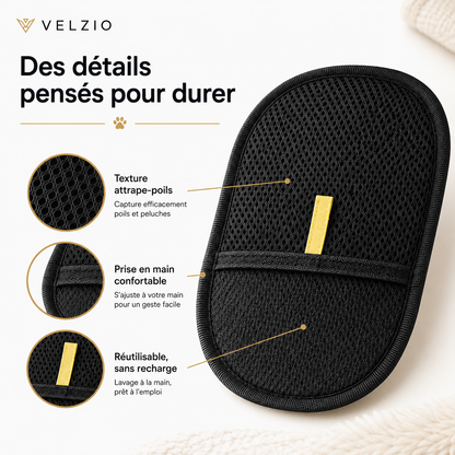 VELZIO FurClean™ — Brosse réutilisable anti-poils d'animaux pour chiens et chats